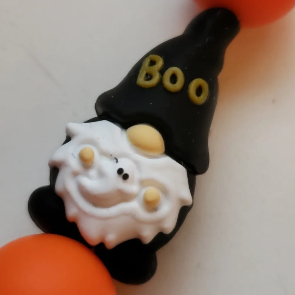 Handmade Halloween Fall Boo Pumpkin Gnome Silicone Focal Bead Keychain